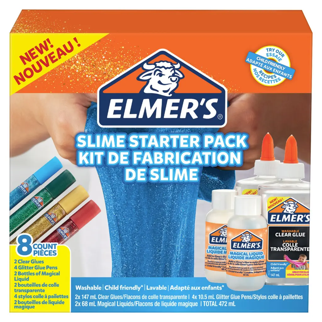 Elmers Glue Slime Starter Kit Includes Clear PVA Glue Glitter Glue Pens and Magical Liquid Slime Activator Solution - 2050943