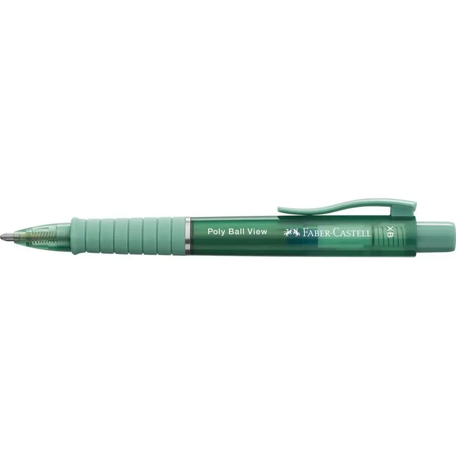 Faber-Castell Ballpoint Pen Poly Ball View Green (Pack 5) - 145754