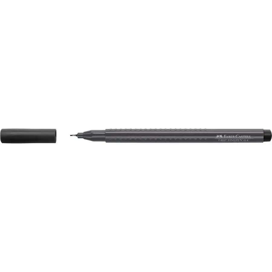 Faber-Castell Fibre-Tip Grip Pen 0.4mm Tip Black 56% Recycled Plastic (Pack 10) - 151699