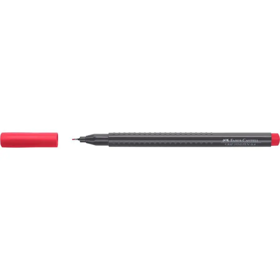 Faber-Castell Fibre-Tip Grip Pen 0.4mm Tip Alizarin Crimson 56% Recycled Plastic (Pack 10) - 151626