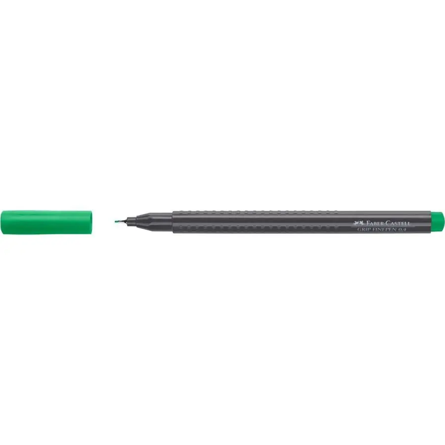 Faber-Castell Fibre-Tip Grip Pen 0.4mm Tip Emerald Green 56% Recycled Plastic (Pack 10) - 151663