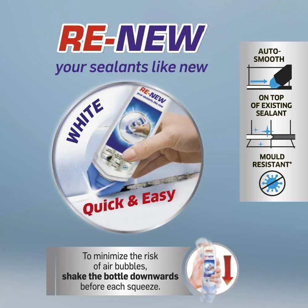 UniBond ReNew Bathroom/Kitchen Silicone Sealant White 80ml - 2760633