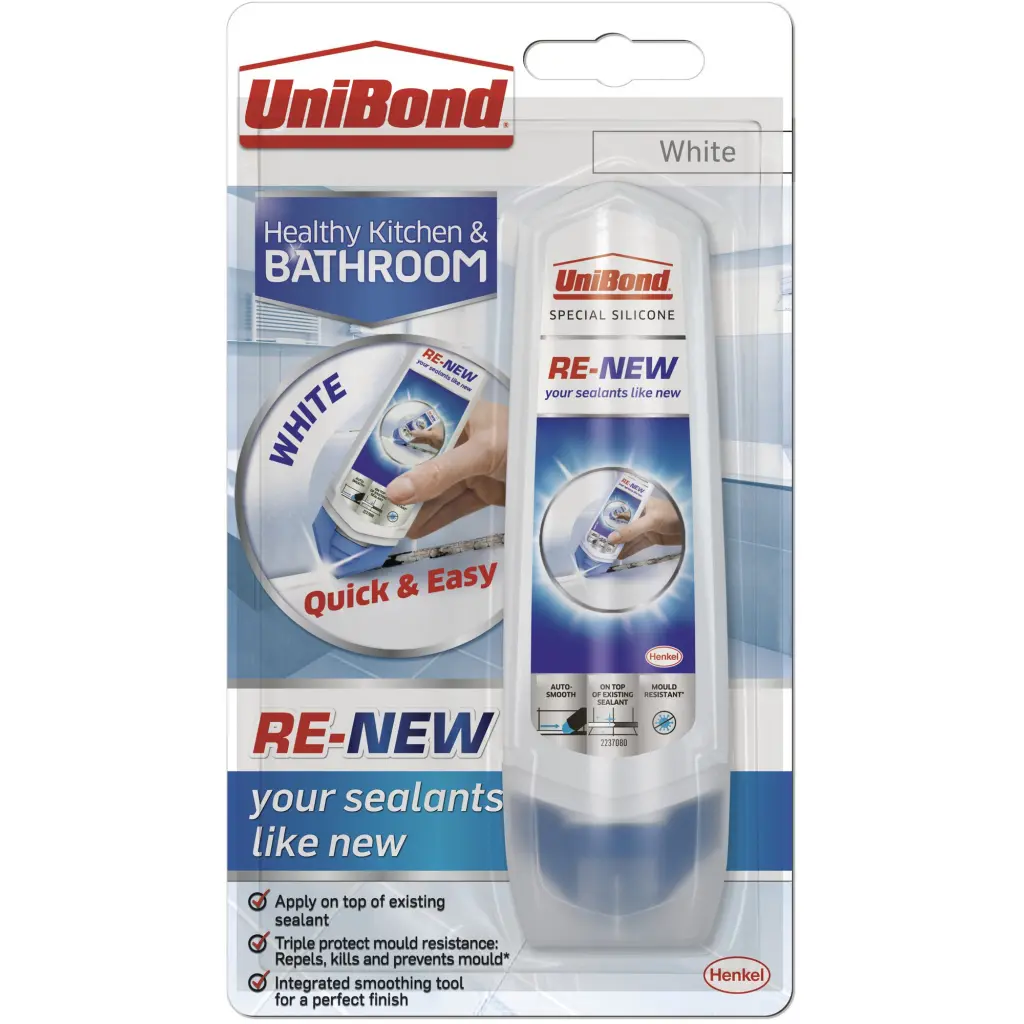 UniBond ReNew Bathroom/Kitchen Silicone Sealant White 80ml - 2760633