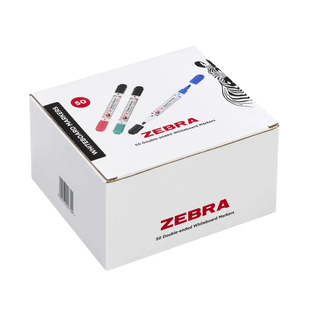 Zebra Double Ended Whiteboard Marker 2mm bullet tip Assorted Colours (Pack 50) - 2779