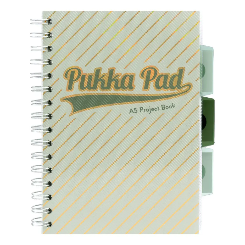 Pukka Haze Project Book A5 Wirebound 200 Ruled Pages 80gsm Paper With 5 Repositional Dividers Assorted Colours (Pack 3) - 9874(AST)-HZE