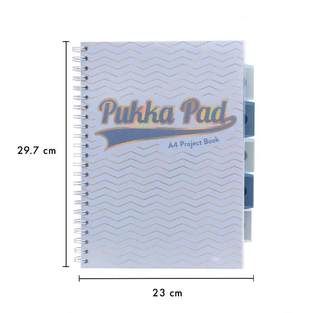 Pukka Haze Project Book A4 Wirebound 200 Ruled Pages 80gsm Paper With 5 Repositional Dividers Assorted Colours (Pack 3) - 9871(AST)-HZE