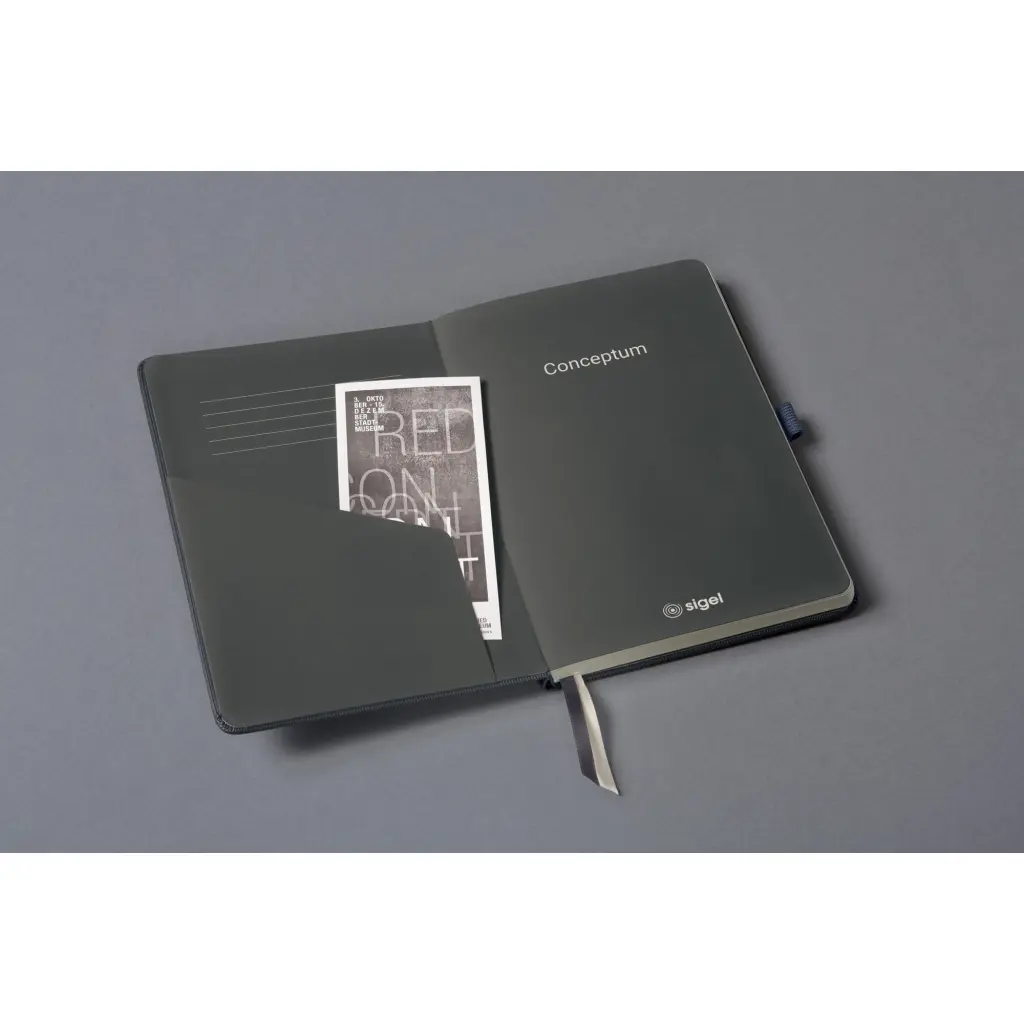 Sigel Conceptum Notebook A5 148x213x20mm Hardcover Softwave Surface 194 80gsm Ruled Pages With Pen Loop & Elastic Fastener Grey Metallic - CO405