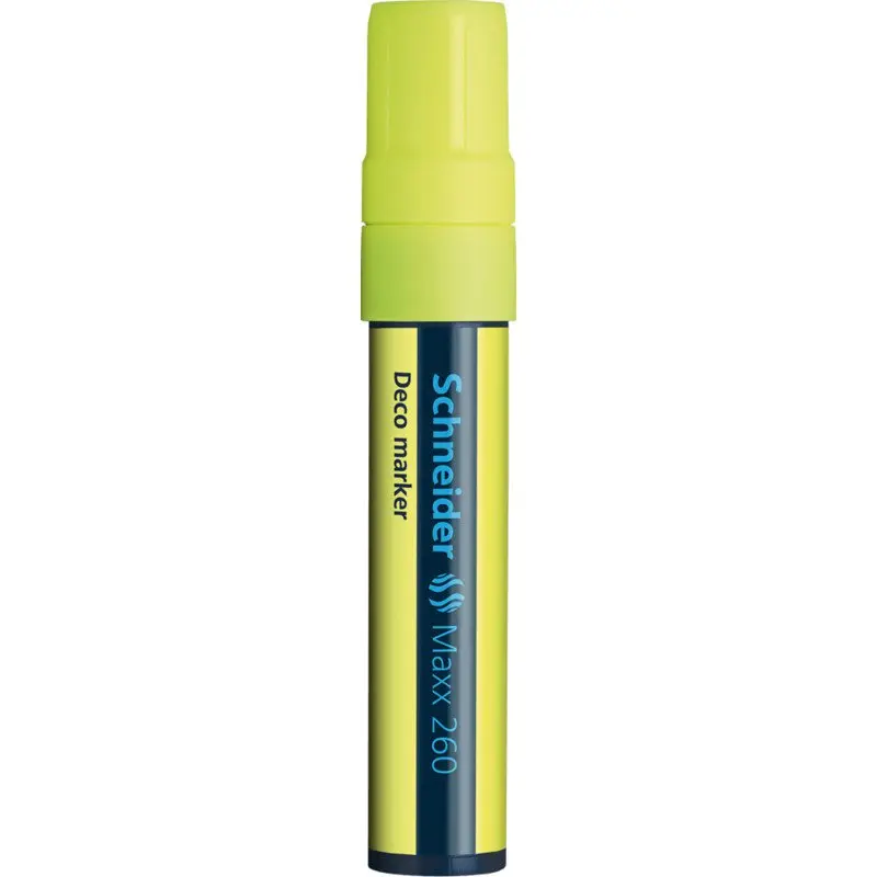 Schneider Maxx 260 Chalk Marker Odourless Liquid Chalk Chisel Tip 5mm-15mm Line Width Yellow (Pack 5) - 126005