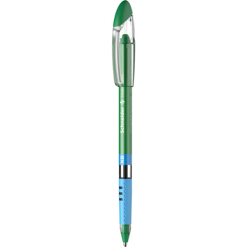 Schneider Slider Basic XB Ballpoint Pen Extra Broad Tip Green Ink with Rubberised Grip Zones (Pack 10) - 151204