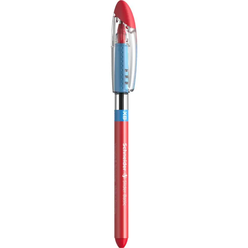 Schneider Slider Basic XB Ballpoint Pen Extra Broad Tip Red Ink with Rubberised Grip Zones (Pack 10) - 151202