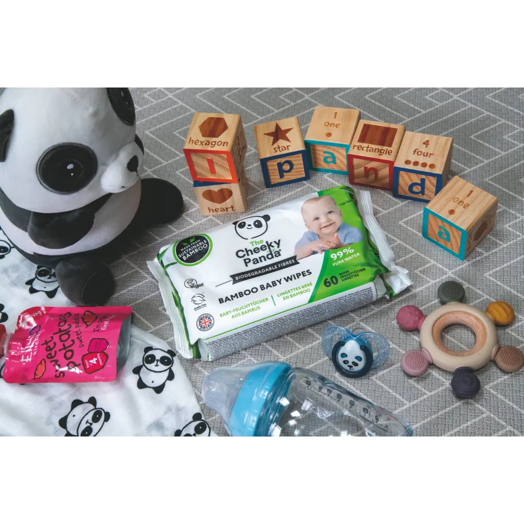 Cheeky Panda Sustainable Biodegradable Bamboo Baby Wipe 60 Wipes Per Pack (Pack 12) - BABYWX12-GBR