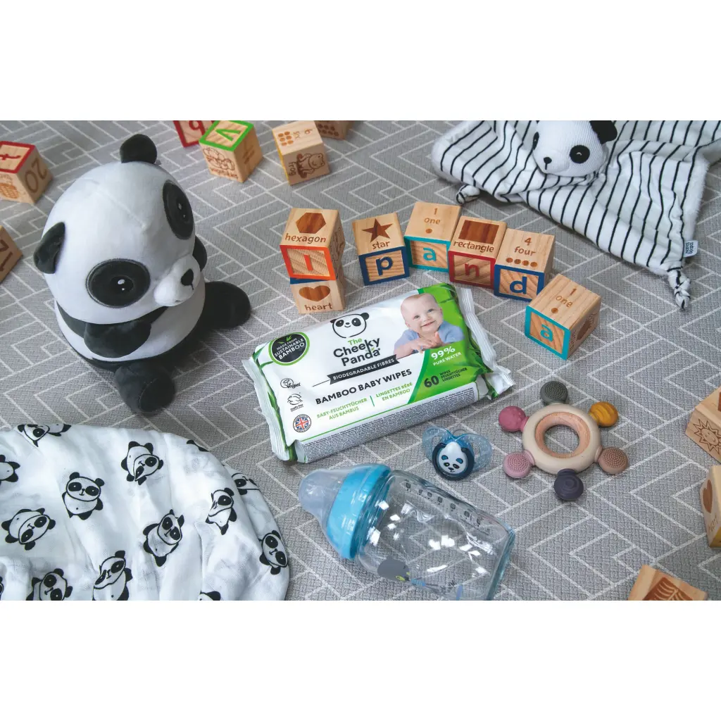 Cheeky Panda Sustainable Biodegradable Bamboo Baby Wipe 60 Wipes Per Pack (Pack 12) - BABYWX12-GBR