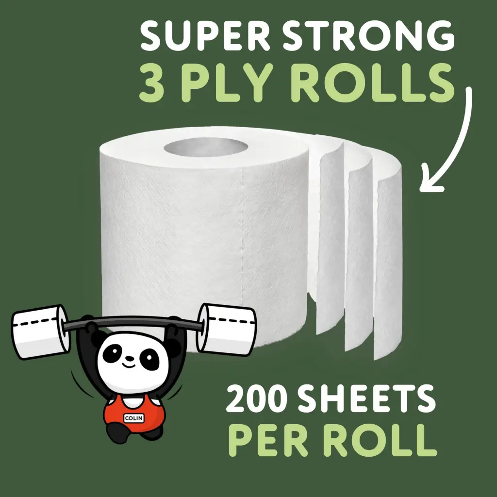 Cheeky Panda Sustainable Plastic-Free Bamboo Toilet Tissue 3 Ply 200 Sheets Per Roll (Pack 24) - PFTOILT24