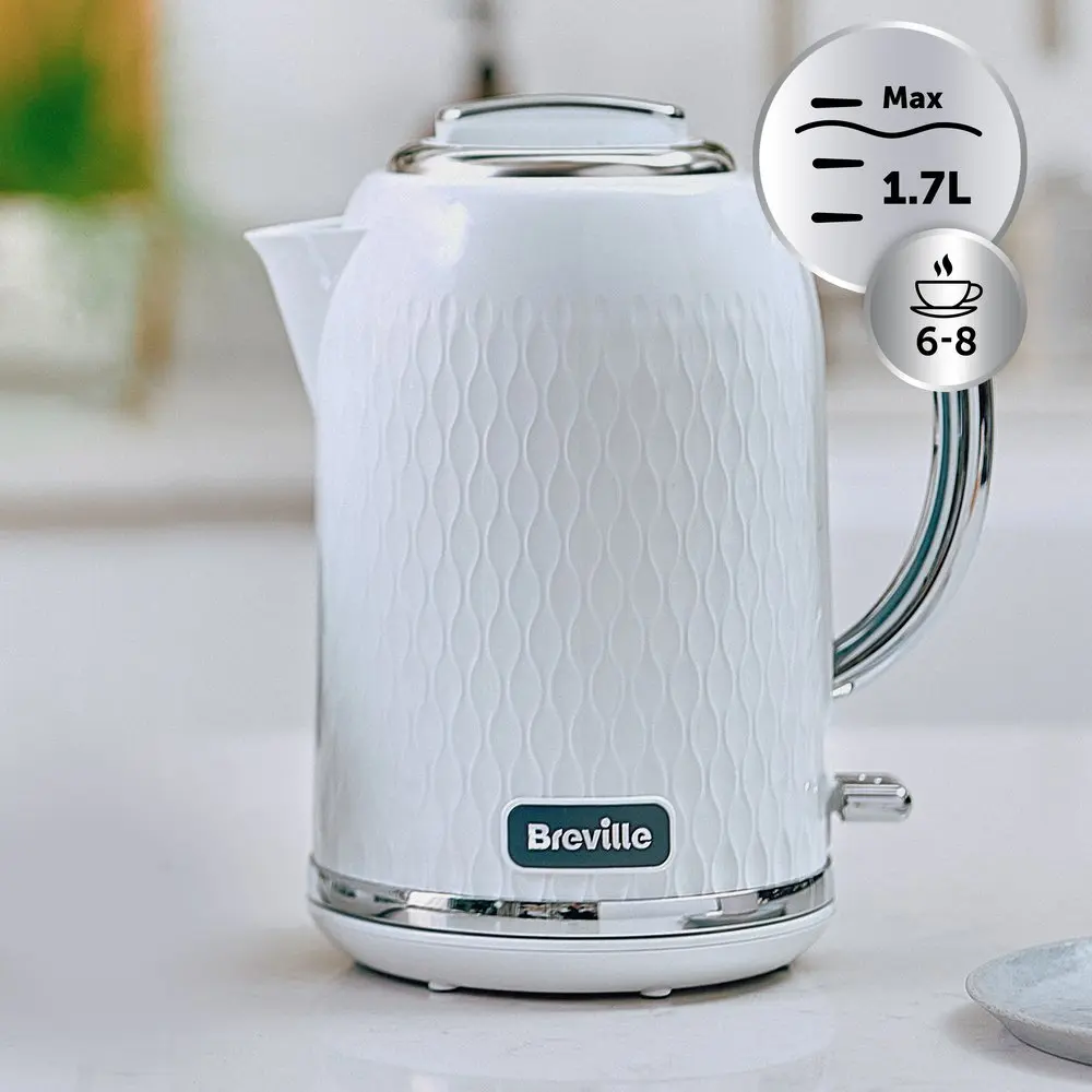 Breville Curve Electric 3kW Kettle 1.7L capacity Fast Boil White & Chrome - VKT117