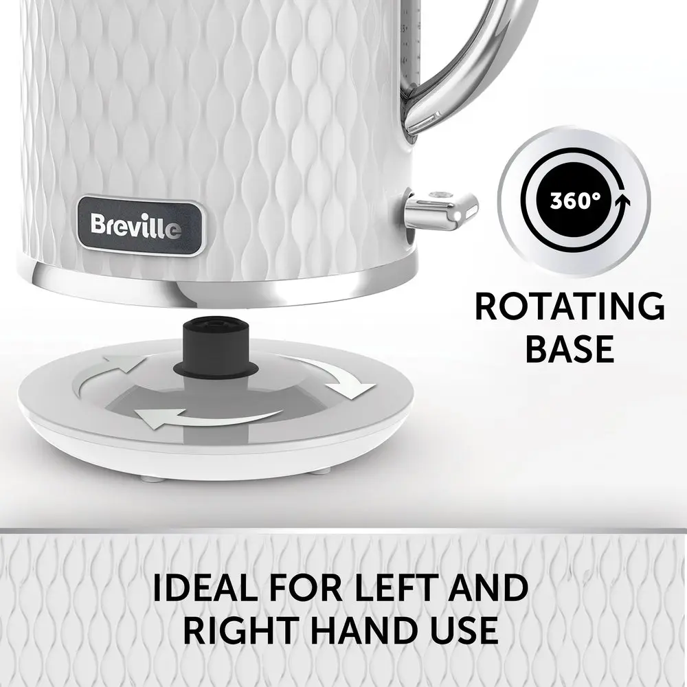 Breville Curve Electric 3kW Kettle 1.7L capacity Fast Boil White & Chrome - VKT117