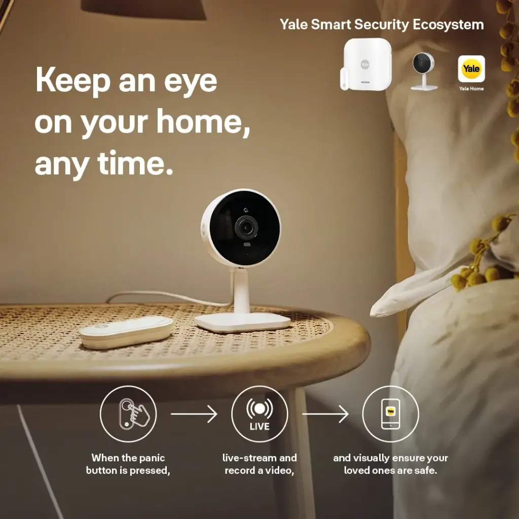 Yale Smart Indoor Camera - Full HD Live View and Two-Way Audio; Customisable Zone Detection and 6m Night Vision