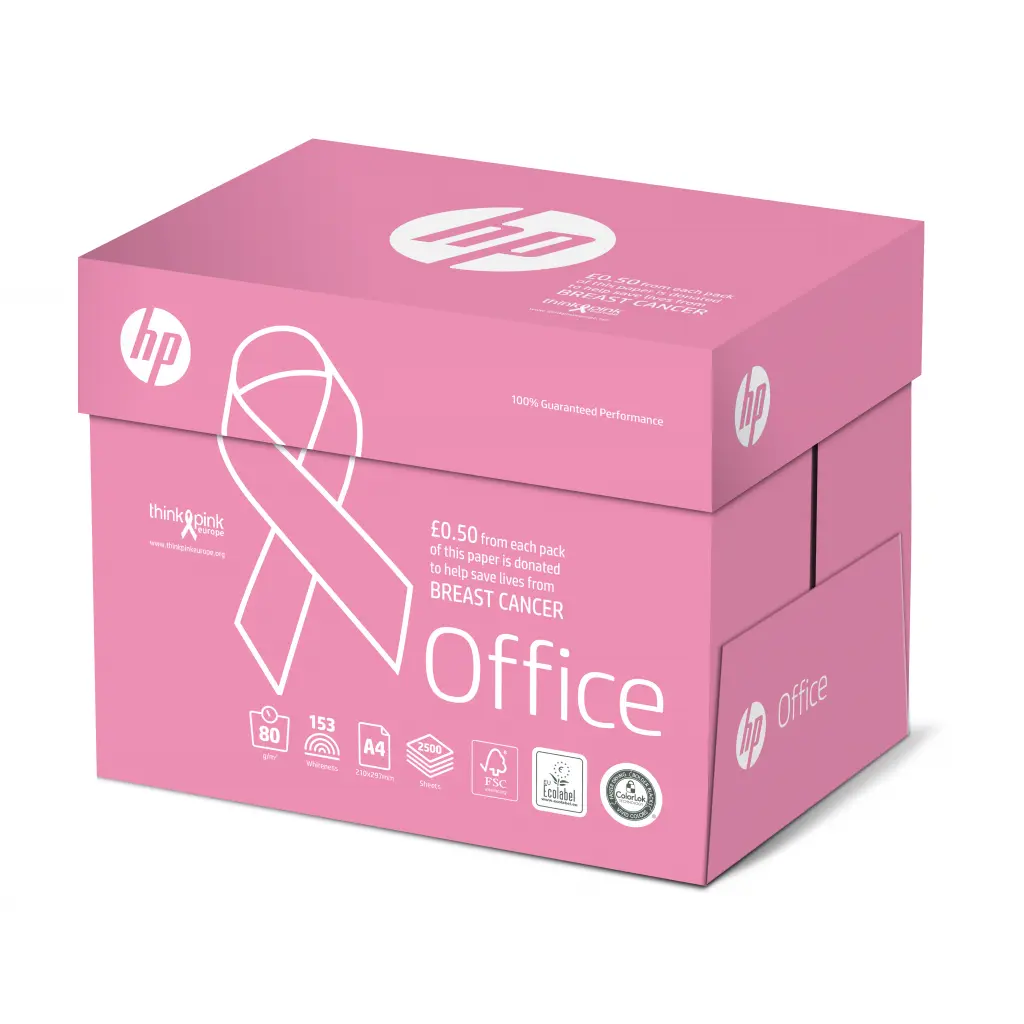 HP Office Pink Ream Paper A4 80gsm Box of 5 reams CHPOP080X762