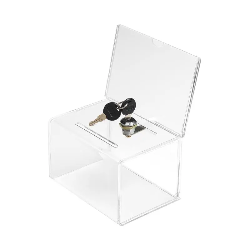 Deflecto Suggestion Box With Lock and 2 Keys 165 x 205 x 135mm Crystal - 596901