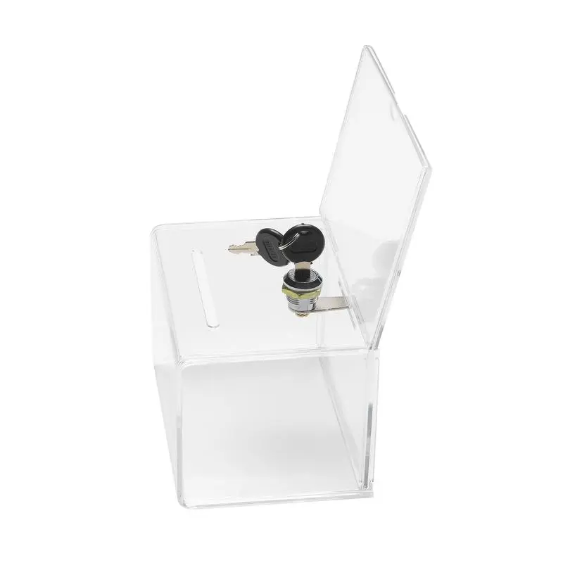 Deflecto Suggestion Box With Lock and 2 Keys 165 x 205 x 135mm Crystal - 596901