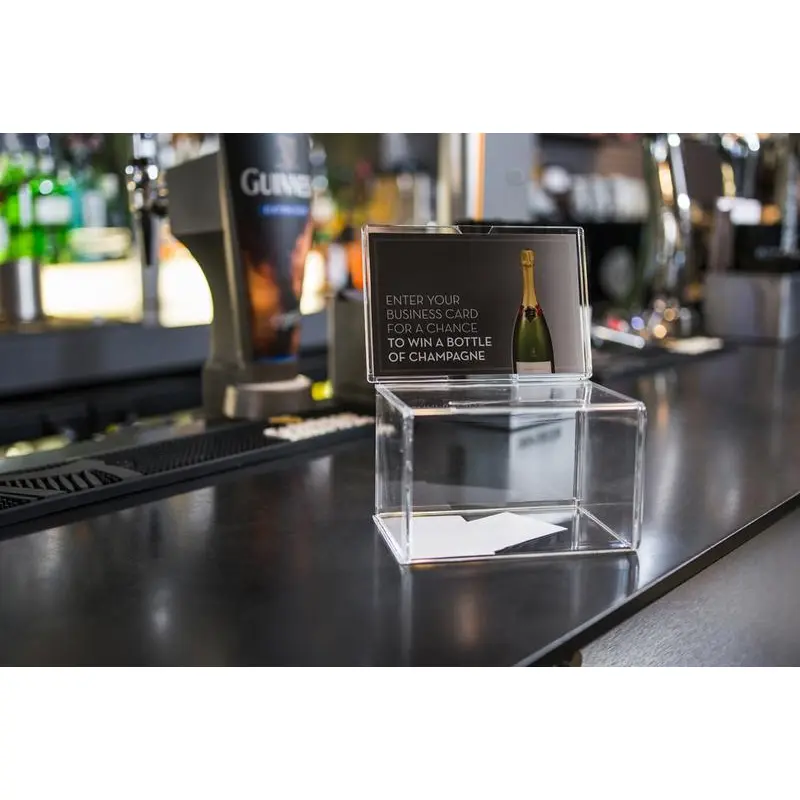 Deflecto Suggestion/Coin Box (89mm x 6.4mm Drop Slot) With 152 x 102mm Sign Holder Crystal - 592901