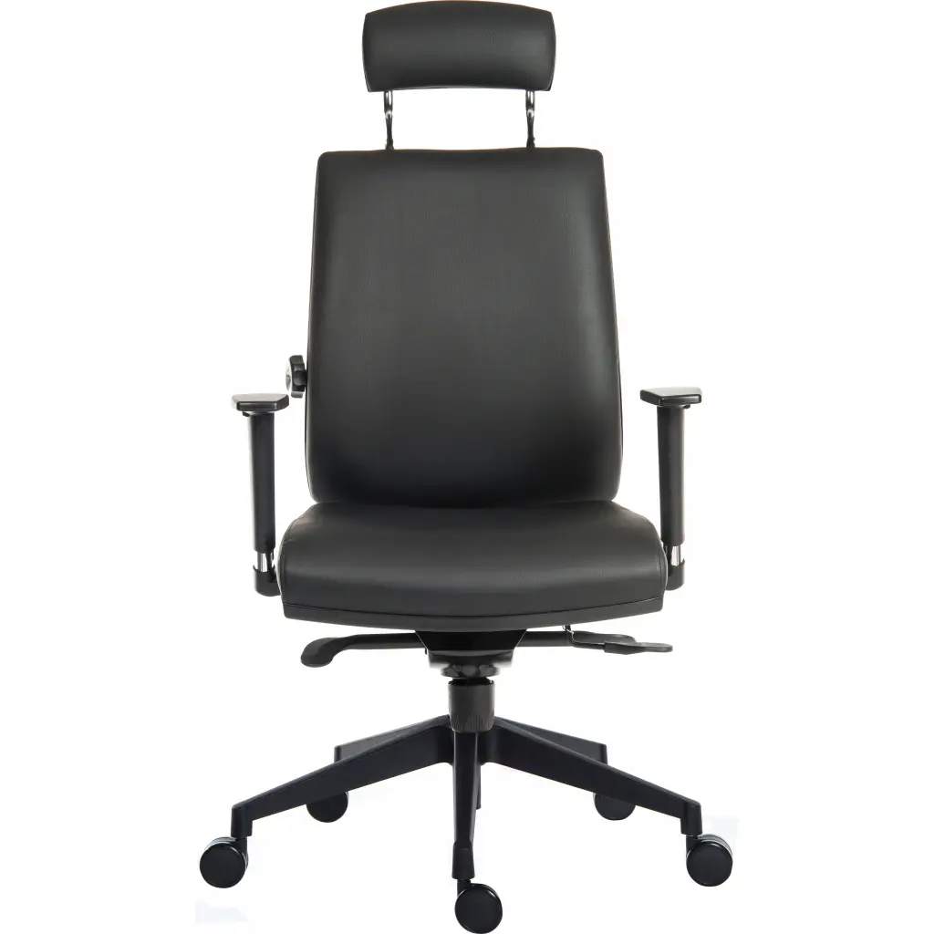 Teknik Office Ergo Plus Ergonomic Executive Operator PU Office Chair With Headrest and Ultra Base Black - Certified For 24 Hour Use - 9700PU/R520