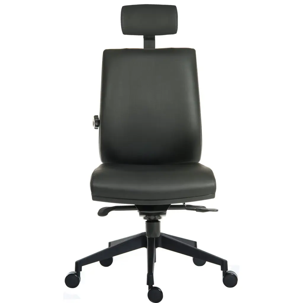 Teknik Office Ergo Plus Ergonomic Executive Operator PU Office Chair With Headrest and Apex Adjustable Arms Black - Certified For 24 Hour Use - 9700PU