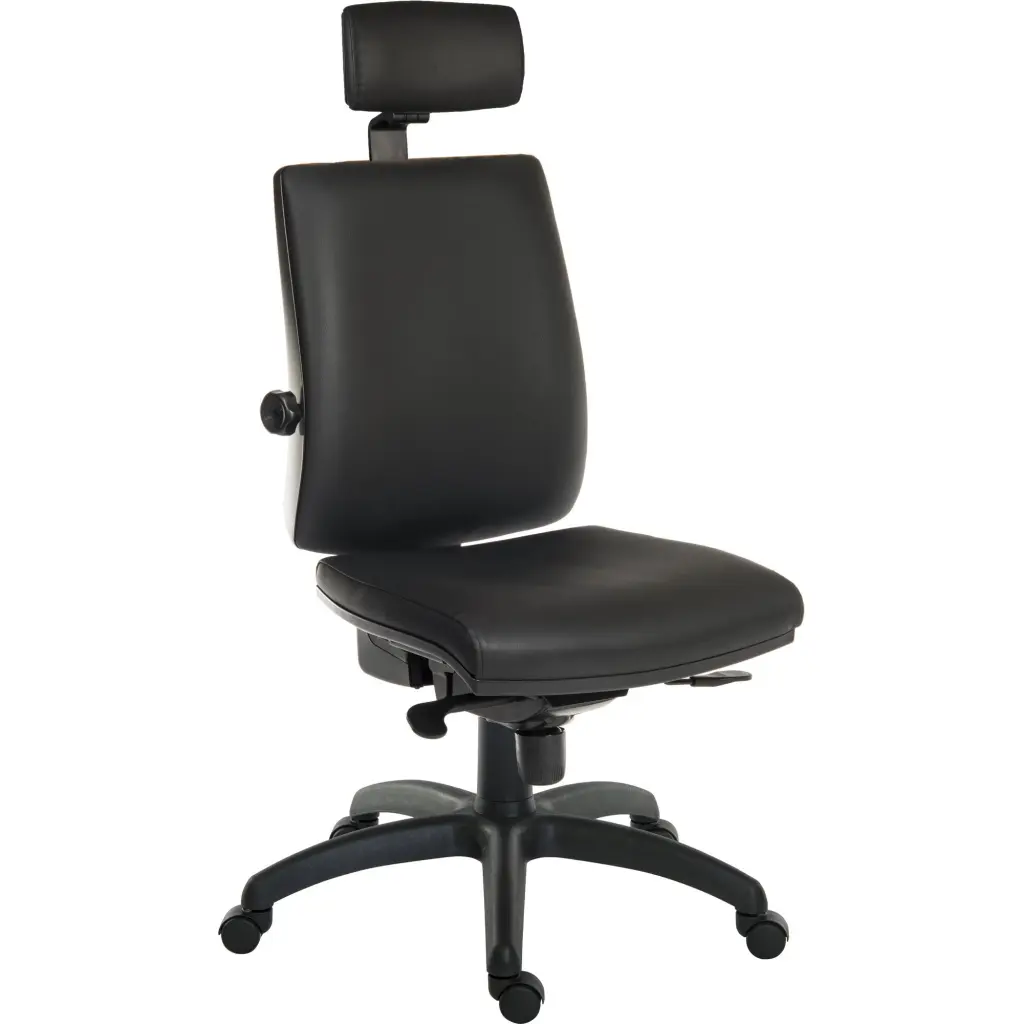 Teknik Office Ergo Plus Ergonomic Executive Operator PU Office Chair With Headrest and Apex Adjustable Arms Black - Certified For 24 Hour Use - 9700PU