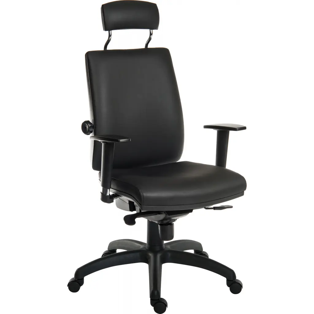 Teknik Office Ergo Plus Ergonomic Executive Operator PU Office Chair With Headrest Black - Certified For 24 Hour Use - 9700PU/R510