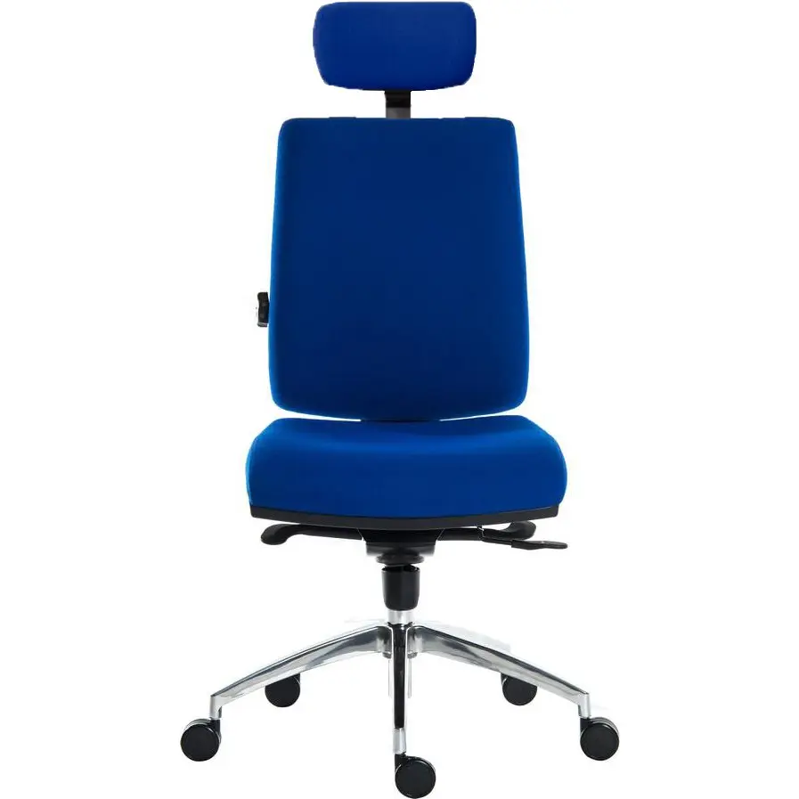 Teknik Office Ergo Plus Ergonomic Executive Operator Office Chair With Headrest and Comfort Adjustable Arms and Premier Base Blue - Certified For 24 H