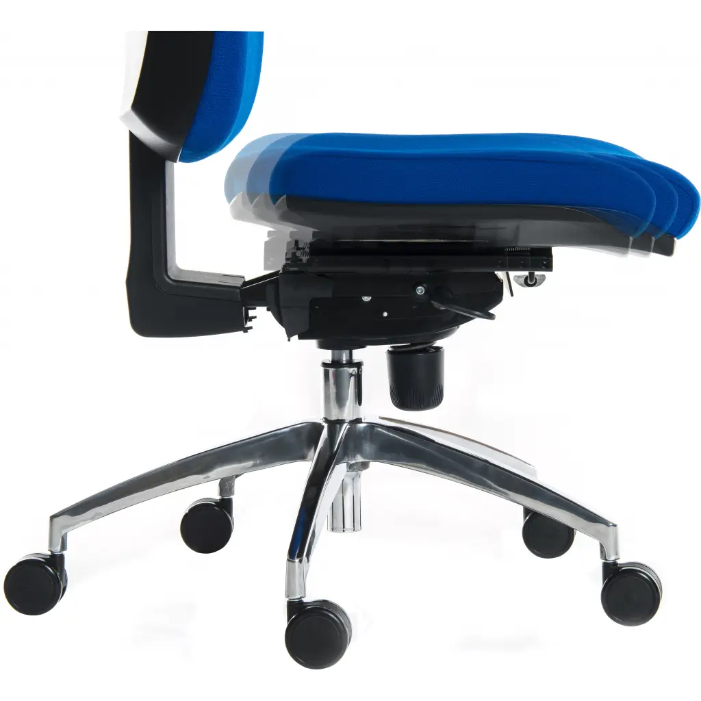 Teknik Office Ergo Plus Ergonomic Executive Operator Office Chair With Headrest and Premier Base Blue - Certified For 24 Hour Use - 9700BLU/R530