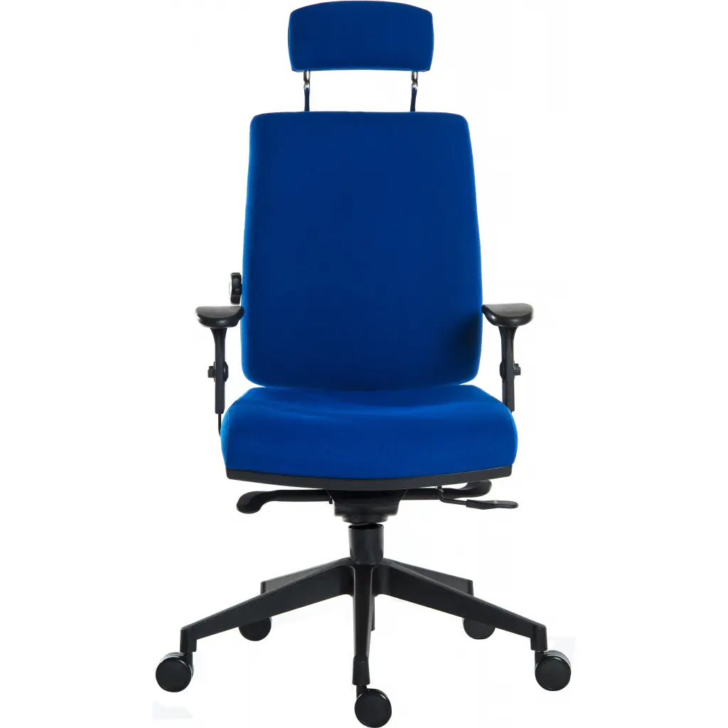 Teknik Office Ergo Plus Ergonomic Executive Operator Office Chair With Headrest and Premier Base Blue - Certified For 24 Hour Use - 9700BLU/R530