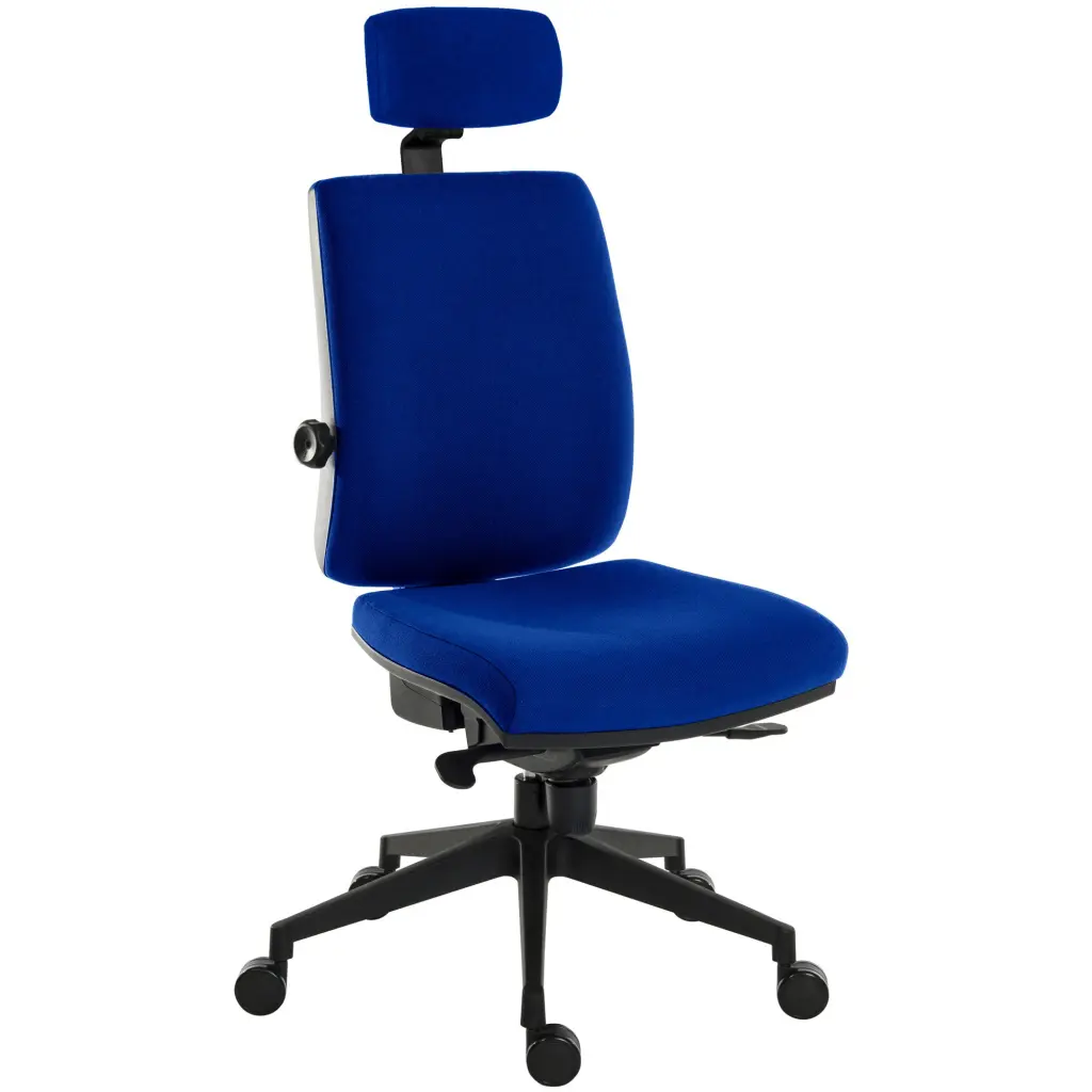 Teknik Office Ergo Plus Ergonomic Executive Operator Office Chair With Headrest and Comfort Adjustable Arms and Ultra Base Blue - Certified For 24 Hou