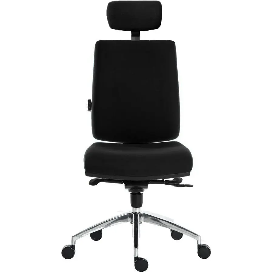 Teknik Office Ergo Plus Ergonomic Executive Operator Office Chair With Headrest and Comfort Adjustable Arms and Premier Base Black - Certified For 24 