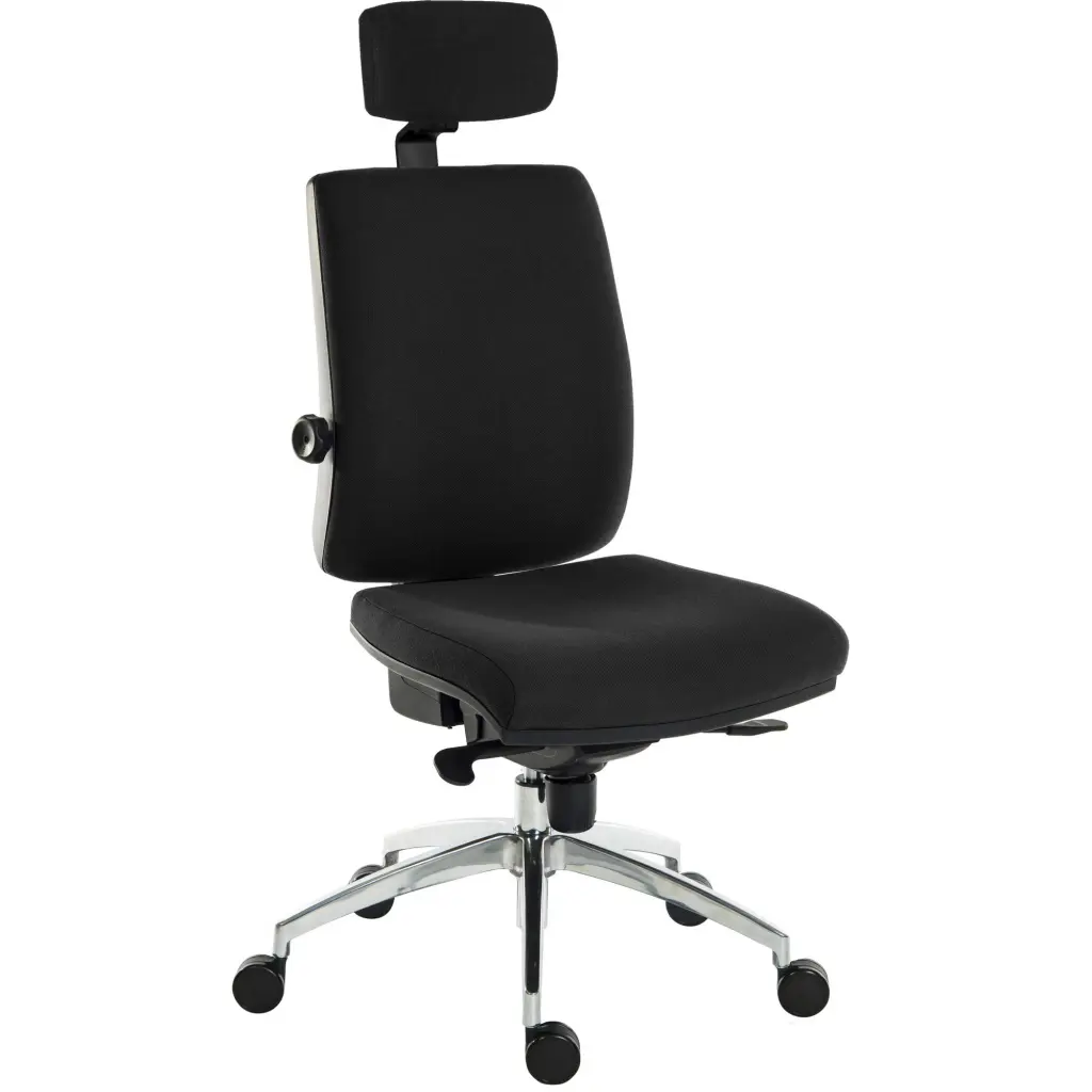 Teknik Office Ergo Plus Ergonomic Executive Operator Office Chair With Headrest and Comfort Adjustable Arms and Premier Base Black - Certified For 24 