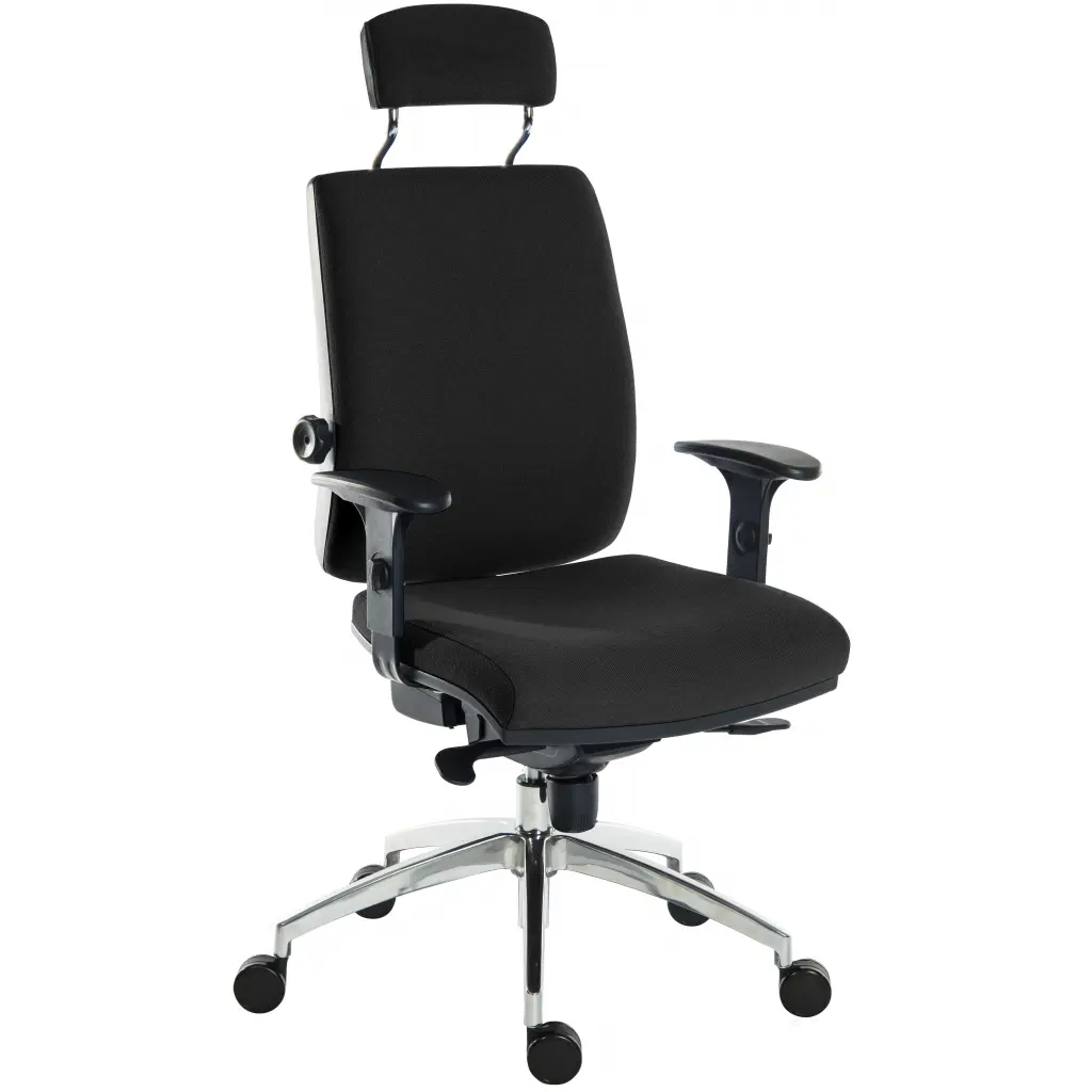 Teknik Office Ergo Plus Ergonomic Executive Operator Office Chair With Headrest and Premier Base Black - Certified For 24 Hour Use - 9700BLK/R530