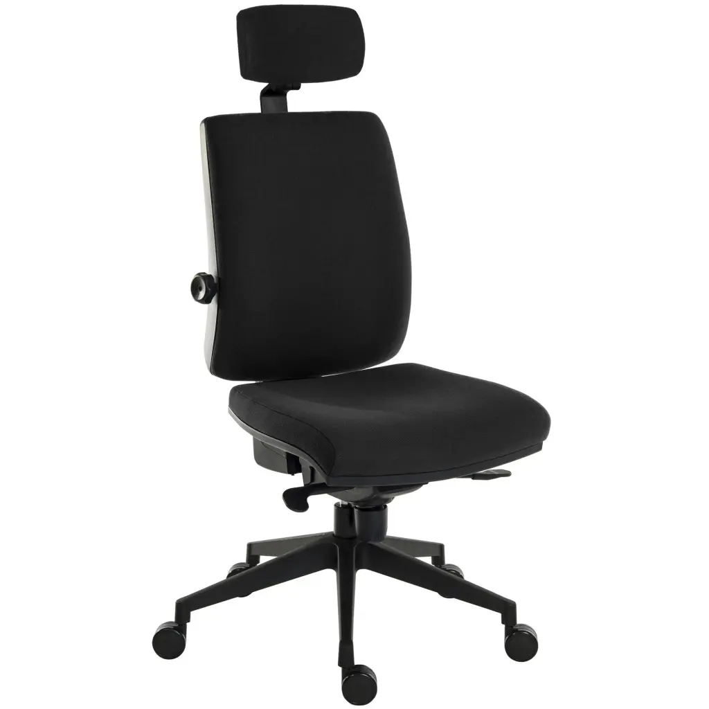 Teknik Office Ergo Plus Ergonomic Executive Operator Office Chair With Headrest and Comfort Adjustable Arms and Ultra Base Black - Certified For 24 Ho