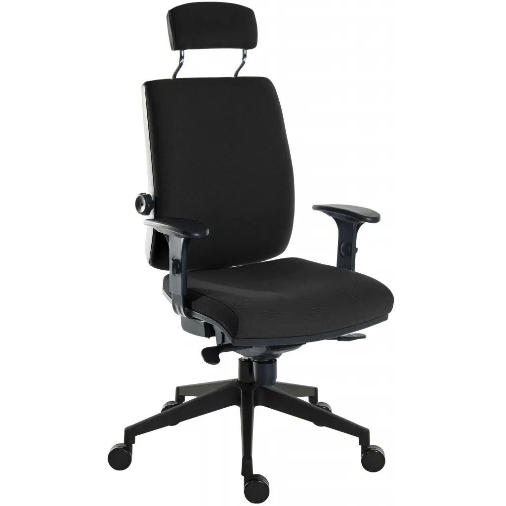 Teknik Office Ergo Plus Ergonomic Executive Operator Office Chair With Headrest and Ultra Base Black - Certified For 24 Hour Use - 9700BLK/R520