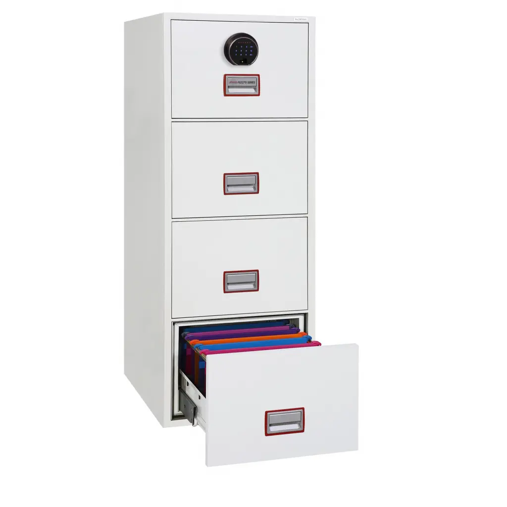 Phoenix World Class Vertical Fire File 4 Drawer Filing Cabinet With Fingerprint Lock - FS2274F