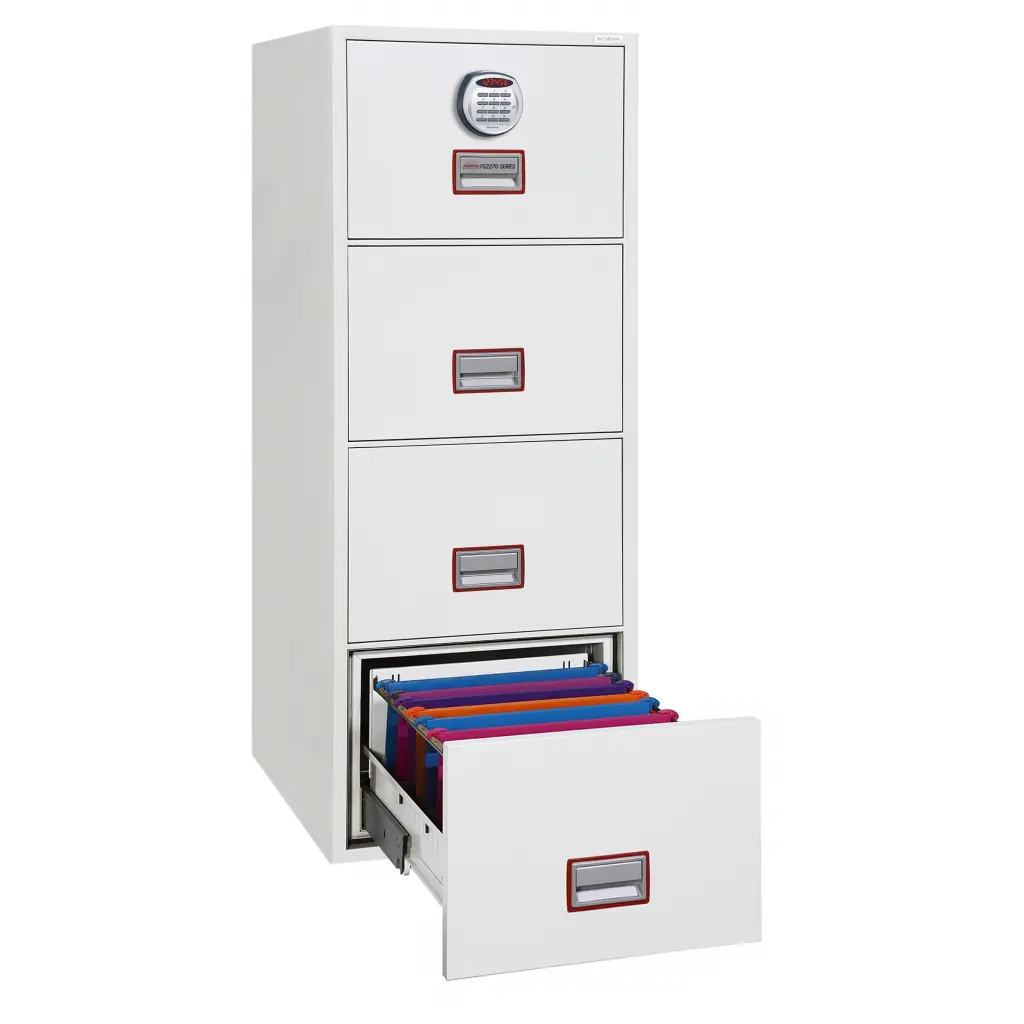 Phoenix World Class Vertical Fire File 4 Drawer Filing Cabinet With Electronic Lock - FS2274E