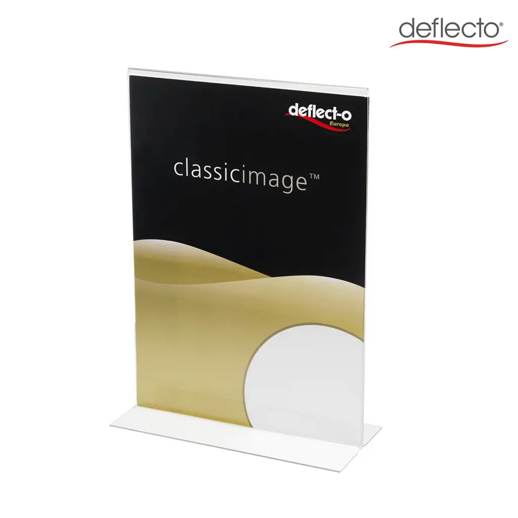 Deflecto A6 Portrait Stand Up Literature Display Sign Holder Crystal Clear - 684301