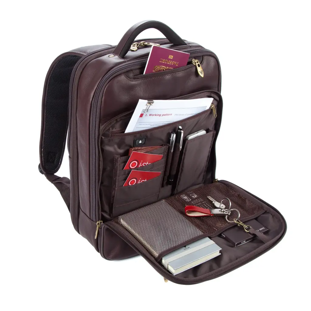 Falcon Colombian Leather 15.6in Laptop Backpack brown - FI6706