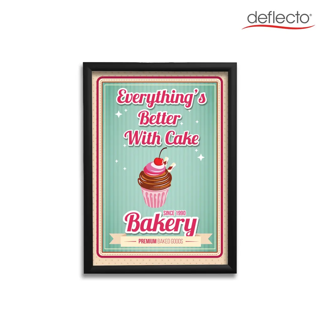 Deflecto A2 Wall Mounted 25mm Aluminium Snap Frame Literature Display Sign Holder Black - SFA2B