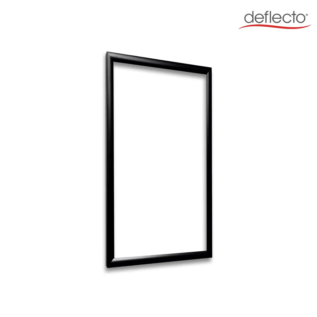 Deflecto A2 Wall Mounted 25mm Aluminium Snap Frame Literature Display Sign Holder Black - SFA2B