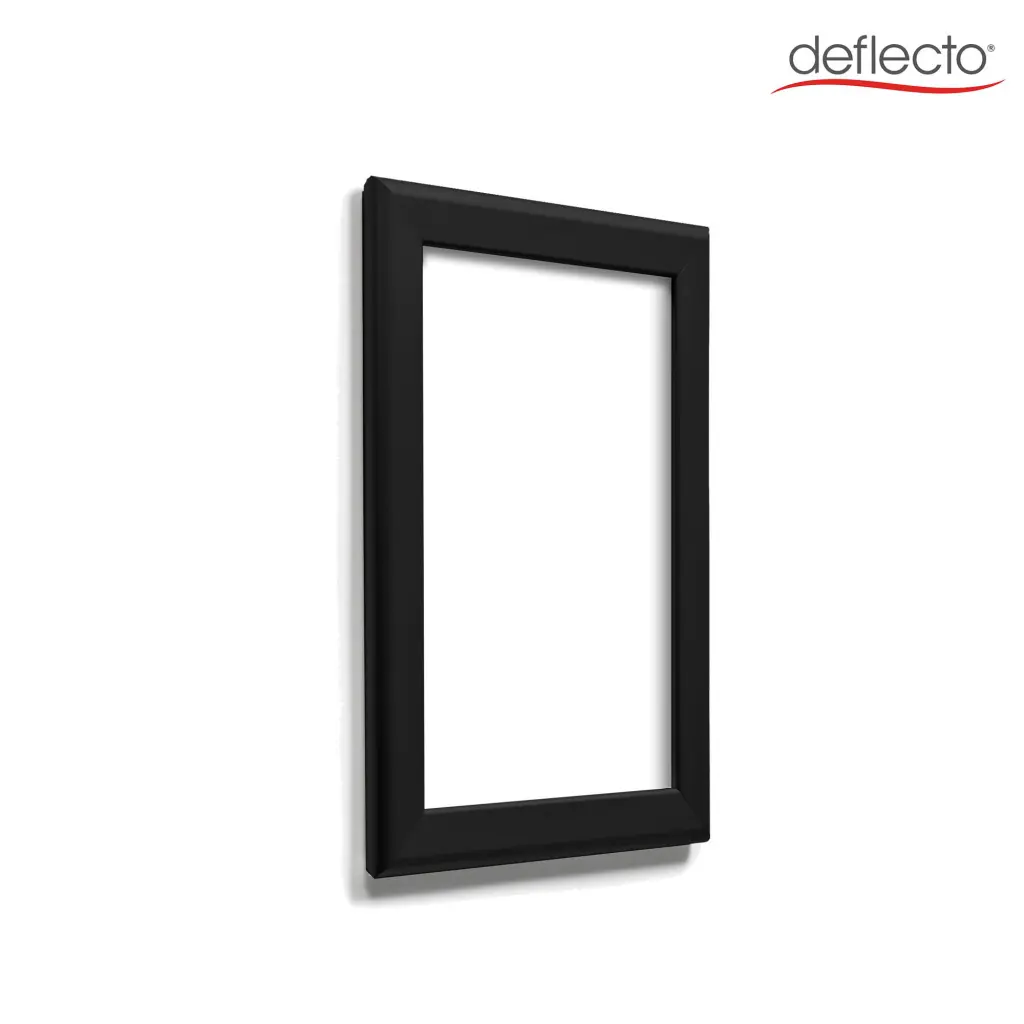 Deflecto A4 Wall Mounted 25mm Aluminium Snap Frame Literature Display Sign Holder Black - SFA4B