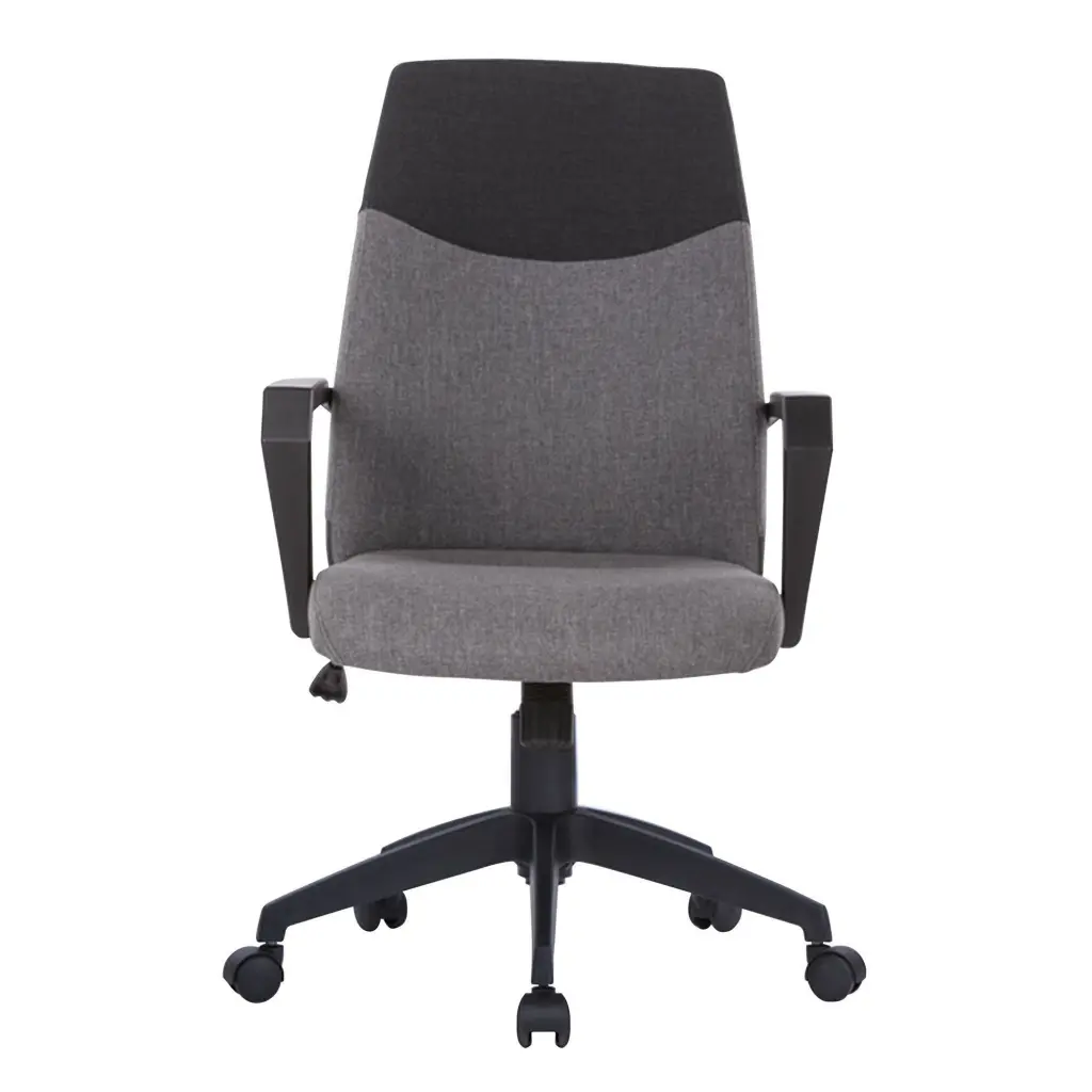 Nautilus Designs Clyde High Back Two Tone Fabric Executive Office Chair With Modern Angular Fixed Arms Grey/Black - BCF/F569/GY-BK