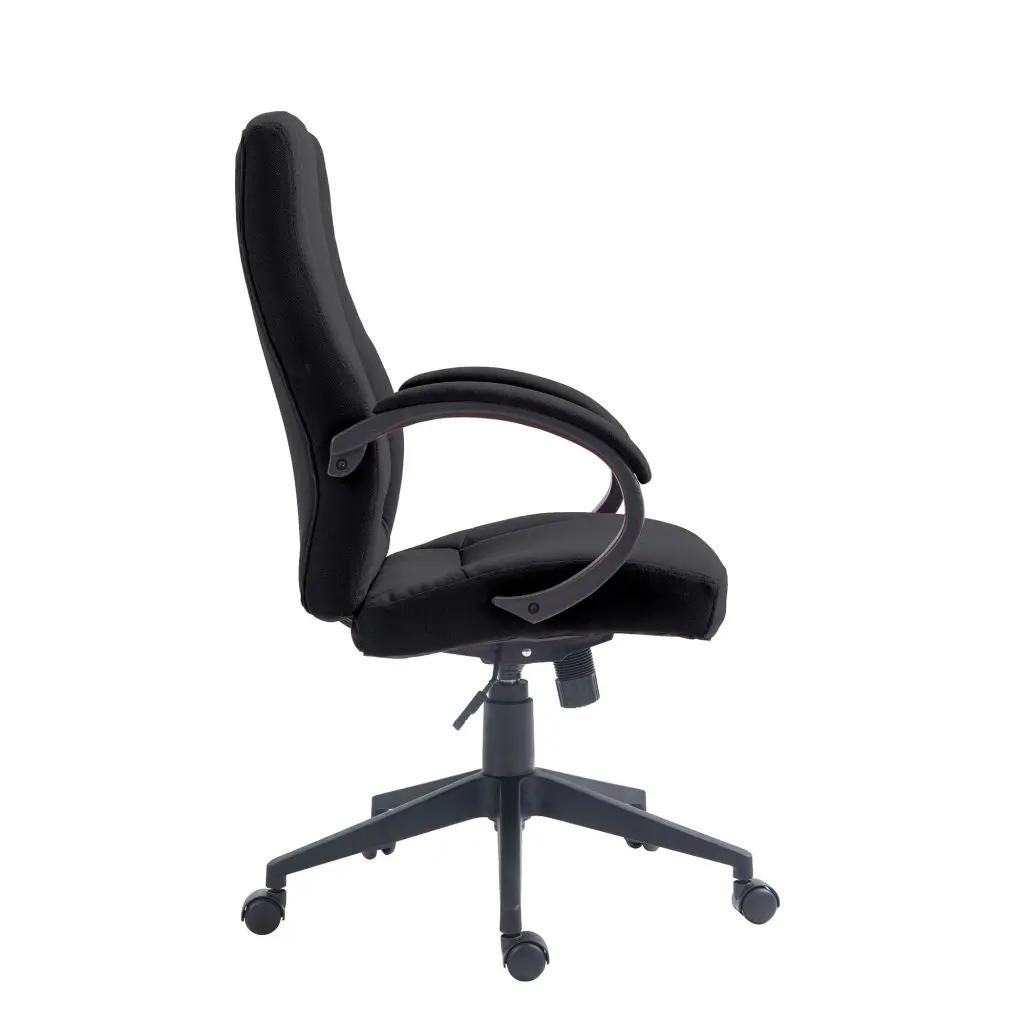 Nautilus Designs Dorset High Back Fabric Executive Office Chair With Padded Fixed Arms Black - BCF/B432/BK