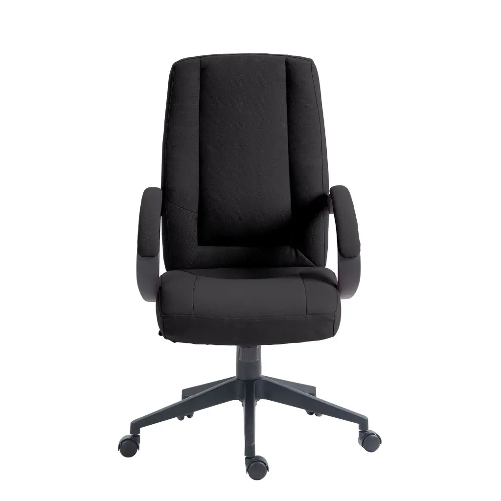 Nautilus Designs Dorset High Back Fabric Executive Office Chair With Padded Fixed Arms Black - BCF/B432/BK