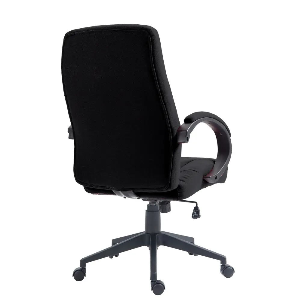 Nautilus Designs Dorset High Back Fabric Executive Office Chair With Padded Fixed Arms Black - BCF/B432/BK