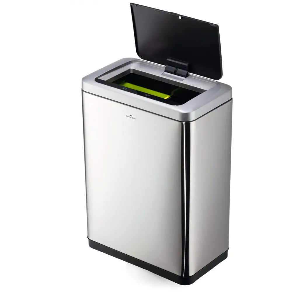 Durable NO TOUCH DUO Sensor Waste Bin 2 x 20L Capacity Silver - 342423