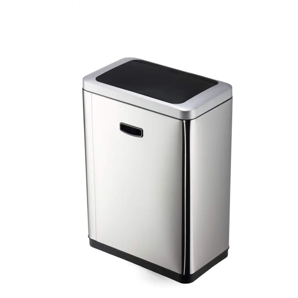 Durable NO TOUCH DUO Sensor Waste Bin 2 x 20L Capacity Silver - 342423